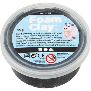 Foam Clay®, zwart glitter, 35 gr/ 1 Doosje, Hobby en Vrije tijd, Knutselen, Nieuw