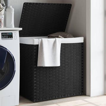 vidaXL Wasmand met 2 vakken 53x35x57 cm poly rattan zwart, Verzenden, Nieuw