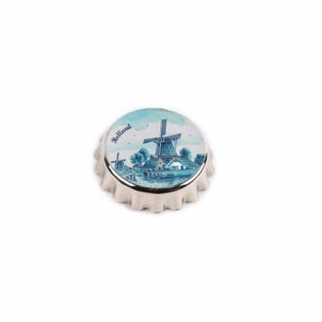 Kroonkurkopener magneet molen delftsblauw, Ophalen of Verzenden, Nieuw