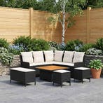 vidaXL Meubelsets met kussen 7 pcs Zwart en Crème PE Rattan, Verzenden, Nieuw