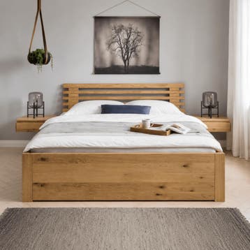 Forestales Norvale Massief Eiken Houten Bed met Lades 45CM -, Nieuw