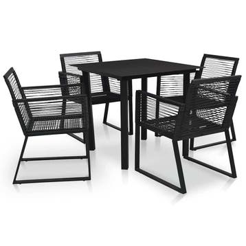 vidaXL 5-delige Tuinset PVC-rattan zwart, Tuin en Terras, 4 zitplaatsen, Kunststof, Verzenden, Nieuw