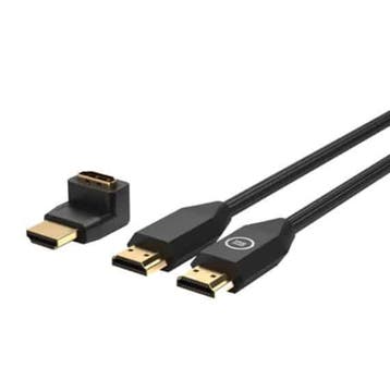 BlueBuilt HDMI 2.0b Nylon Kabel 2 meter + 90? Adapter, Ophalen of Verzenden, Zo goed als nieuw