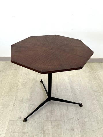 Bijzettafel - Hout, Metaal - Octagonale houten blad met een