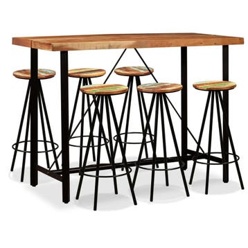vidaXL 7-delige Barset massief acaciahout en gerecycled hout, Verzenden, Nieuw
