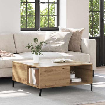 vidaXL Salontafel Artisan Eiken 80 x 80 x 36,5 cm Bewerkt, Huis en Inrichting, Tafels | Salontafels, Verzenden, Vierkant, Nieuw