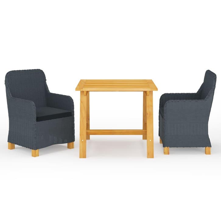 vidaXL 3-delige Tuinset donkergrijs, Tuin en Terras, Tuinsets en Loungesets, Tuinset, Nieuw, 2 zitplaatsen, Rotan, Verzenden