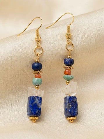 Oud-Egyptisch Verguld Hangoorbellen - lapis