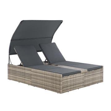 Polyrotan Loungebed / Ligbed Syros - Grijs - 2 personen - In, Verzenden, Nieuw