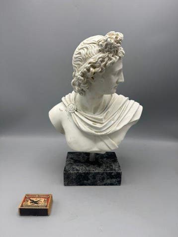 Buste, Klassieke buste van de god Apollo - 32 cm - Marmer,