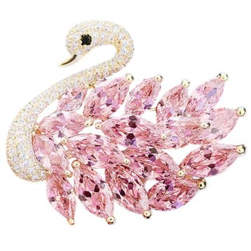 Fako Bijoux - Broche - Zwaan - Strass - 43x39mm -, Sieraden, Tassen en Uiterlijk, Verzenden, Nieuw