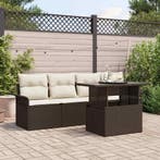 vidaXL Tuin Sofa Set met kussen 5 pcs Bruin poly rattan, Verzenden, Nieuw, Rotan