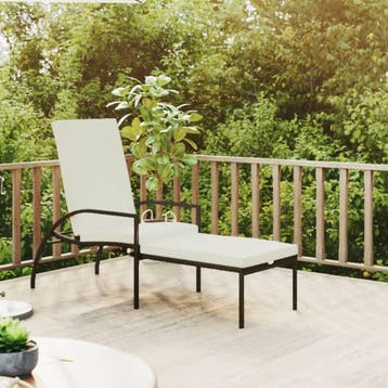 vidaXL Ligbed met voetensteun polyetheen rattan bruin, Verzenden, Nieuw