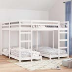 vidaXL Drie-hoog Bunk Bed Frame Wit 200 x 200 cm Massief, Verzenden, Nieuw, Wit, Hout