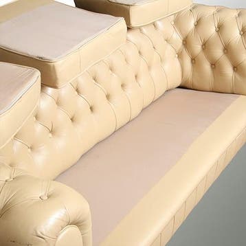 Vintage Chesterfield bank 3 Seater creme soft seat No331535, Ophalen of Verzenden