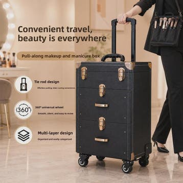 Professionele Make-up Koffer met Wielen - Grote Capaciteit v, Verzenden, Nieuw