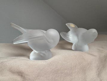 Lalique - sculptuur, Zwei Vögel - Spatz Vogel Taube