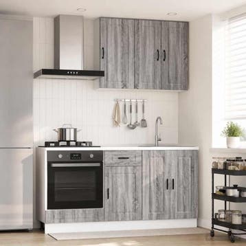 vidaXL Keukenblok PORTO 5 st Grijs Sonoma Bewerkt hout, Verzenden, Nieuw, Grijs