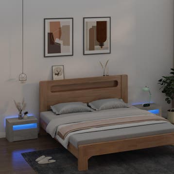 vidaXL Nachtkastjes 2 st met LED-verlichting 60x35x40 cm, Minder dan 45 cm, Verzenden, Nieuw, Minder dan 55 cm