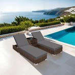 2 rotan ligstoelen met aluminium frame en tafel, inclusief b, Verzenden, Nieuw