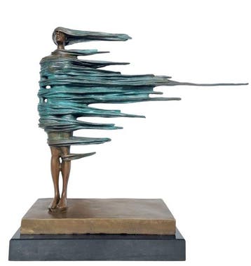 sculptuur, Surreal bronze - 50 cm - Brons, Marmer