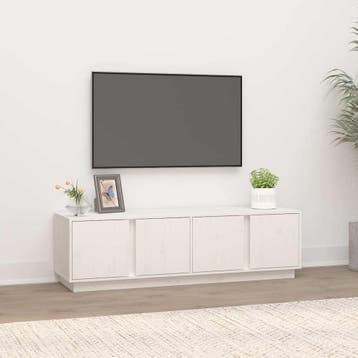 vidaXL Tv-meubel 140x40x40 cm massief grenenhout wit, Huis en Inrichting, Kasten | Televisiemeubels, 100 tot 150 cm, Verzenden