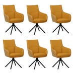 Set van 6 Leren draaibare eetkamerstoelen Fancy Duo - Kenia, Huis en Inrichting, Stoelen, Ophalen of Verzenden, Nieuw, Leer, Vijf, Zes of meer stoelen