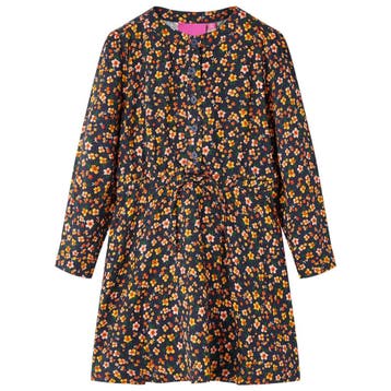 vidaXL Kinderjurk met lange mouwen 128 marineblauw, Verzenden, Nieuw