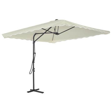 vidaXL Parasol met stalen paal 250x250 cm zandkleurig, Verzenden, Nieuw, 2 tot 3 meter