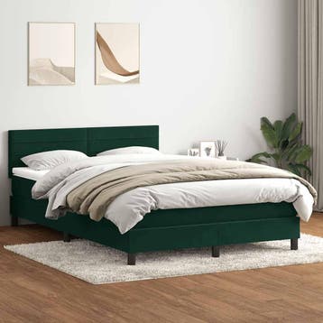 vidaXL Boxspring met matras fluweel donkergroen 160x220 cm, Verzenden, Nieuw, Groen, Stof