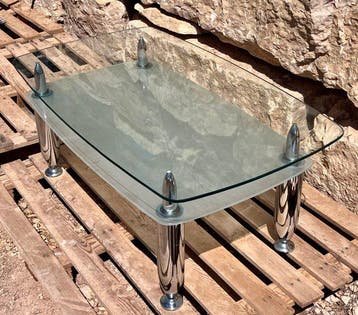 Bijzettafel - Glas, Chroom - 110x65x45 cm