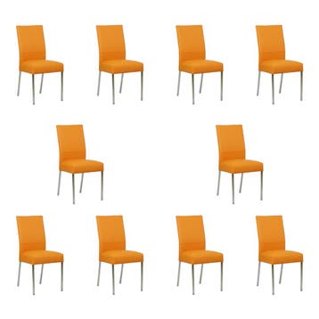 Set van 10 Leren eetkamerstoelen Real - Toledo Mandarin, Ophalen of Verzenden, Nieuw, Leer, Vijf, Zes of meer stoelen