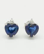 Zonder minimumprijs - Oorbellen - 14 karaat Witgoud Saffier, Sieraden, Tassen en Uiterlijk, Oorbellen, Nieuw