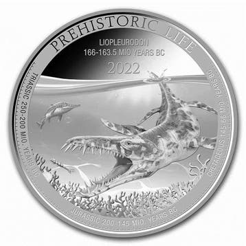 Congo Prehistoric Life Liopleurodon 1 oz 2022, Verzenden, Overige landen, Losse munt, Zilver