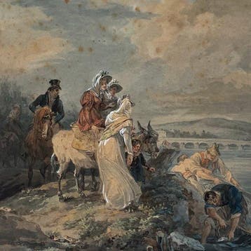 Auguste-Xavier Leprince (1799 –1826) - Pecheurs dans un, Antiek en Kunst