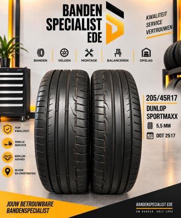 205/45/17 Dunlop Sportmaxx 5,5MM 2 STUKS €130,- (2517), Ophalen, Gebruikt, 17 inch, 205 mm