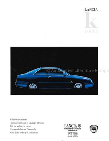 1997 LANCIA KAPPA COUPE KLEUREN & INTERIEUR BROCHURE, Nieuw, Author