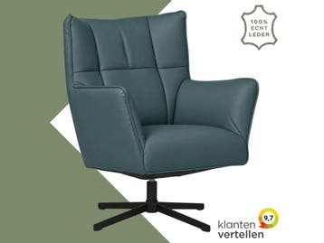 Leren draaifauteuil Lovely - Toledo Whale (blauw/grijs), Nieuw, Ophalen of Verzenden, 75 tot 100 cm, Eigentijds, Modern, Retro, Vintage