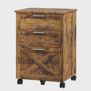 Mobiel 3-Laden Archiefkastje met Slot - Vintage Hout - Onder, Verzenden, Nieuw
