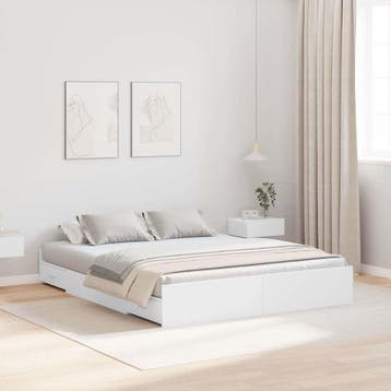 vidaXL Opbergbedframe met lade Wit 160 x 200 cm Bewerkt hout, Verzenden, Nieuw, Wit, Hout