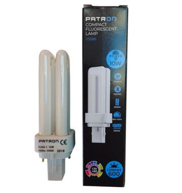 Patron Spaarlamp 2-pins PL-C 10W/830/2P | G24d-1, Ophalen of Verzenden, Nieuw