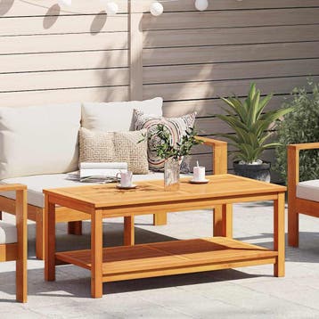 vidaXL Bijzettafel Olie naturel 110 x 55 x 45 cm Massief, Verzenden, Nieuw, Overige houtsoorten, 50 tot 100 cm