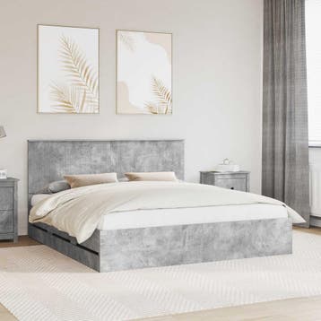 vidaXL Bedframe met lade Beton Grijs 180 x 200 cm, Huis en Inrichting, Slaapkamer | Bedden, Verzenden, Nieuw, Grijs, Hout