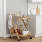 vidaXL Keukentrolley met Wielen Licht Bruin 65 x 40,5 x 76,5, Verzenden, Nieuw