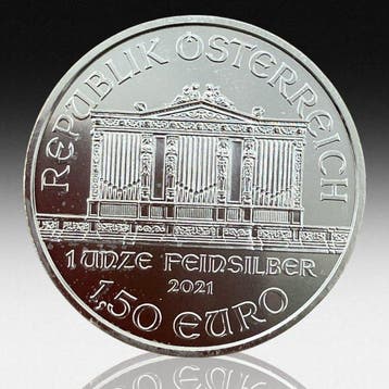 Oostenrijk. Silver .999 1 oz 1½ Euro (Vienna Philharmonic), Postzegels en Munten