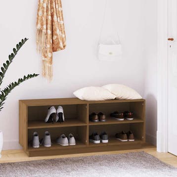 vidaXL Schoenenkast 110x34x45 cm massief grenenhout, Verzenden, Nieuw