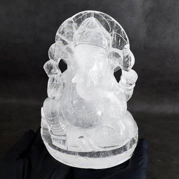 Beeld, Big Genuine Clear Quartz Carved Divine Lord Ganesha