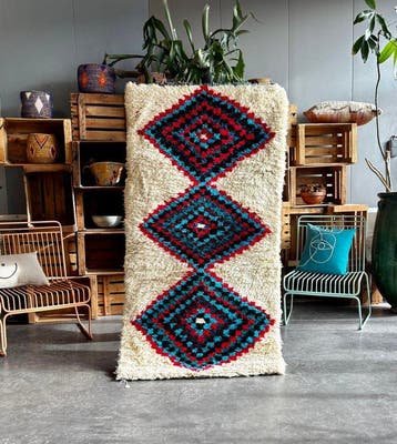 Vintage Beni Ouarain Tapijt | Marokkaans Wol Tapijt | Crème, Nieuw