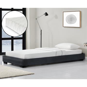 Modern bedframe kunstleer met matras 90x200 zwart, Huis en Inrichting, Slaapkamer | Bedden, Verzenden, Nieuw