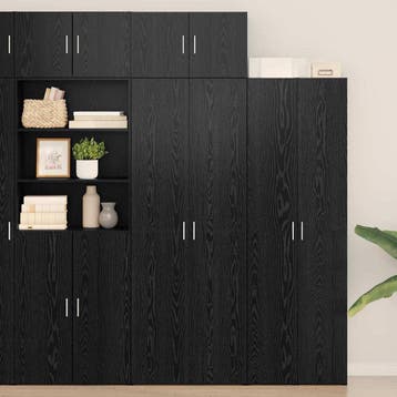 vidaXL Opbergkast 3 st Zwart Eiken 70 x 42,5 x 225 cm, Minder dan 50 cm, Nieuw, Overige houtsoorten, Verzenden